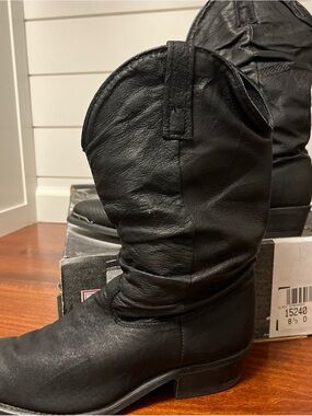 Dingo Black Leather Cowboy Boots - Men's 8.5 D, Vintage 1980’s, in box